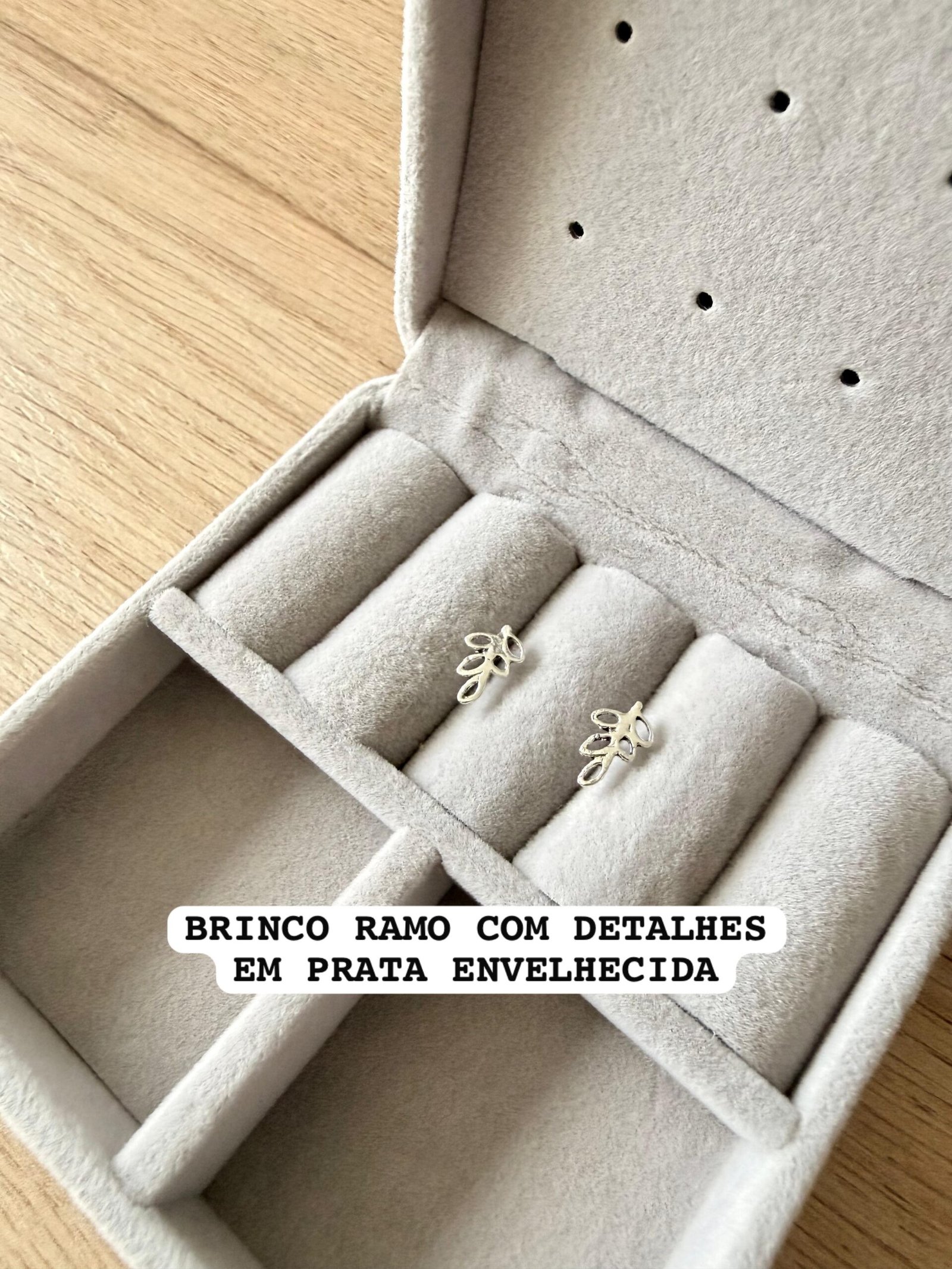 Brinco Ramo C/ Detalhes Em Prata Envelhecida