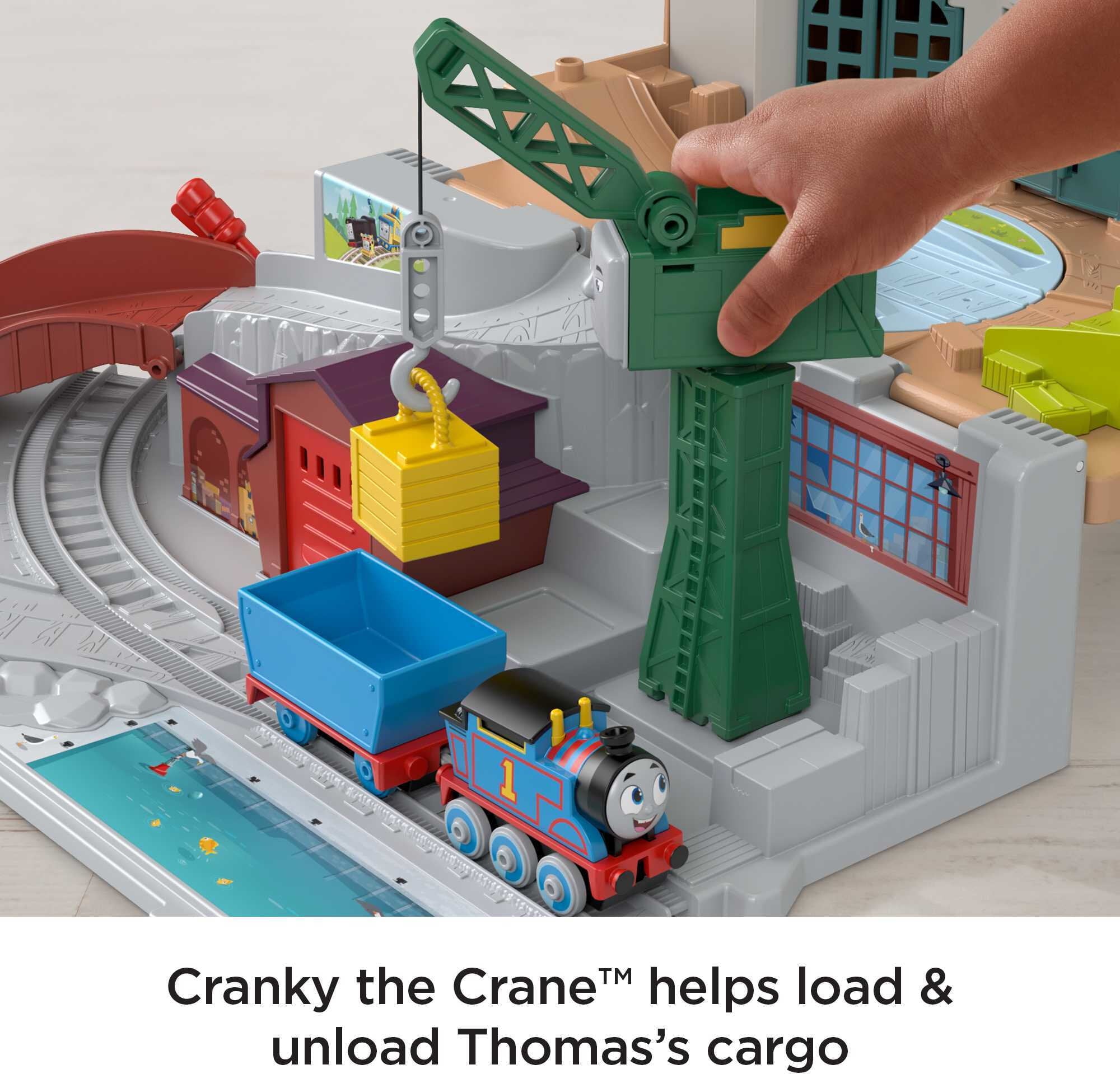 Thomas and Friends Sodor Take-Along Playset with Diecast Thomas Engine and Cranky The Crane