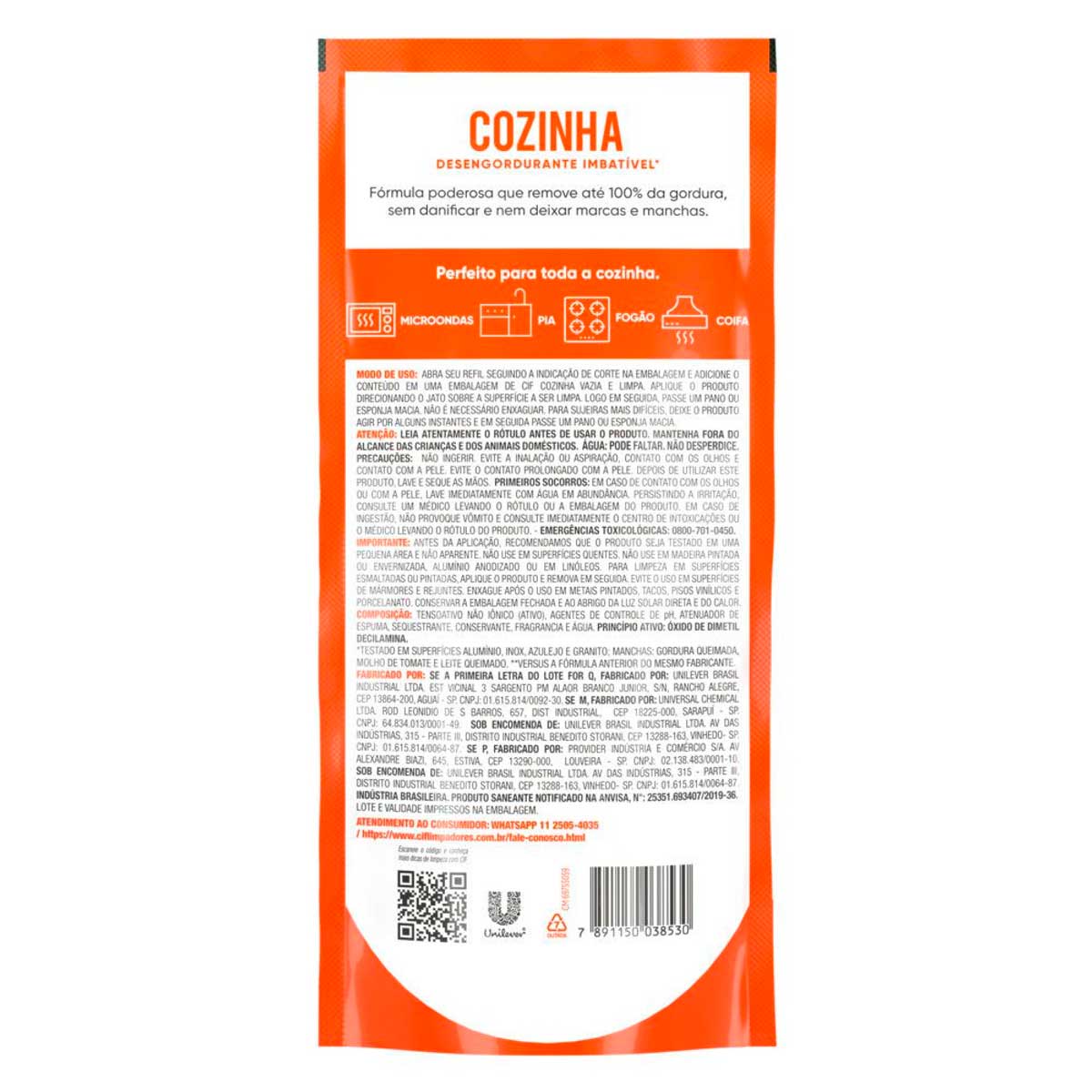 Limpador Especialista Cif Cozinha 450ml Refil Economico