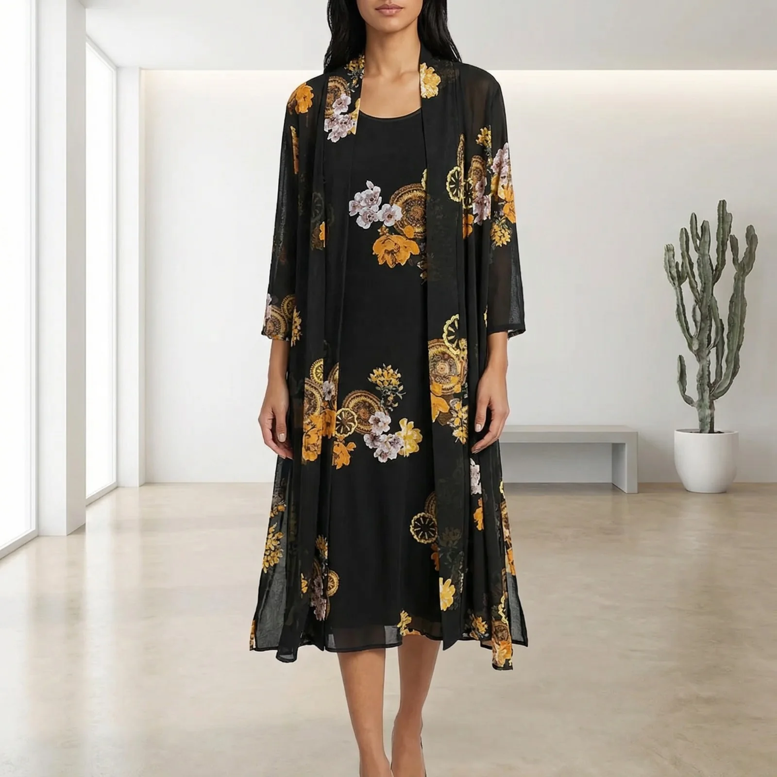 Conjunto Sunny Vestido + Cardigã / Conforto Atemporal com o Melhor do Design Floral!