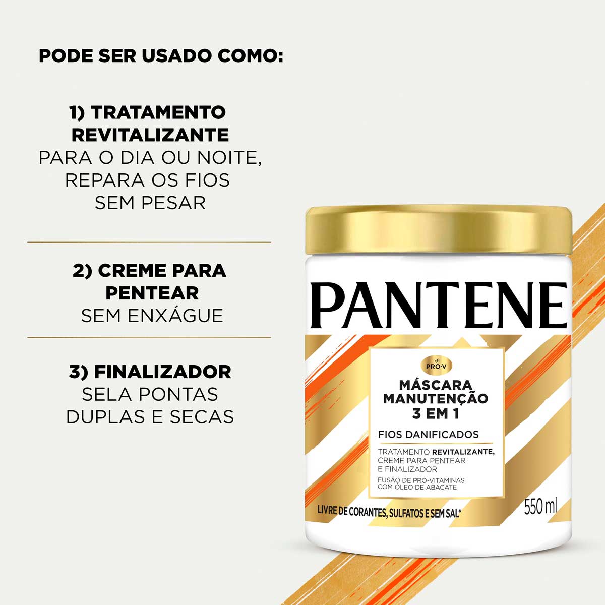 Mascara Pantene Pro-Vitaminas 3 em 1 Manutencao 550ml