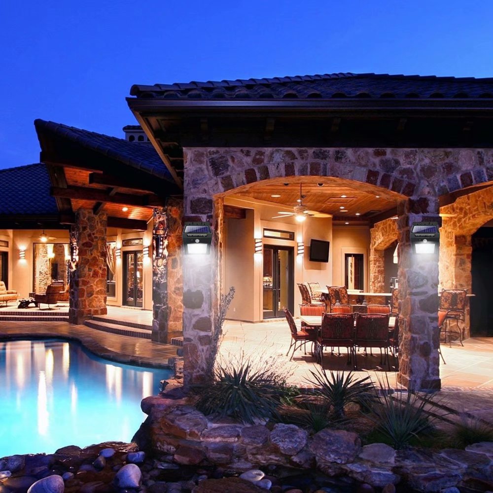 GENKENT Led Solar Outdoor Motion Sensor Lights for Holiday Christmas Decoration Yard Garden， Solar Powered Wall Lights， 3 Modes， IP65 Waterproof Christmas Lights