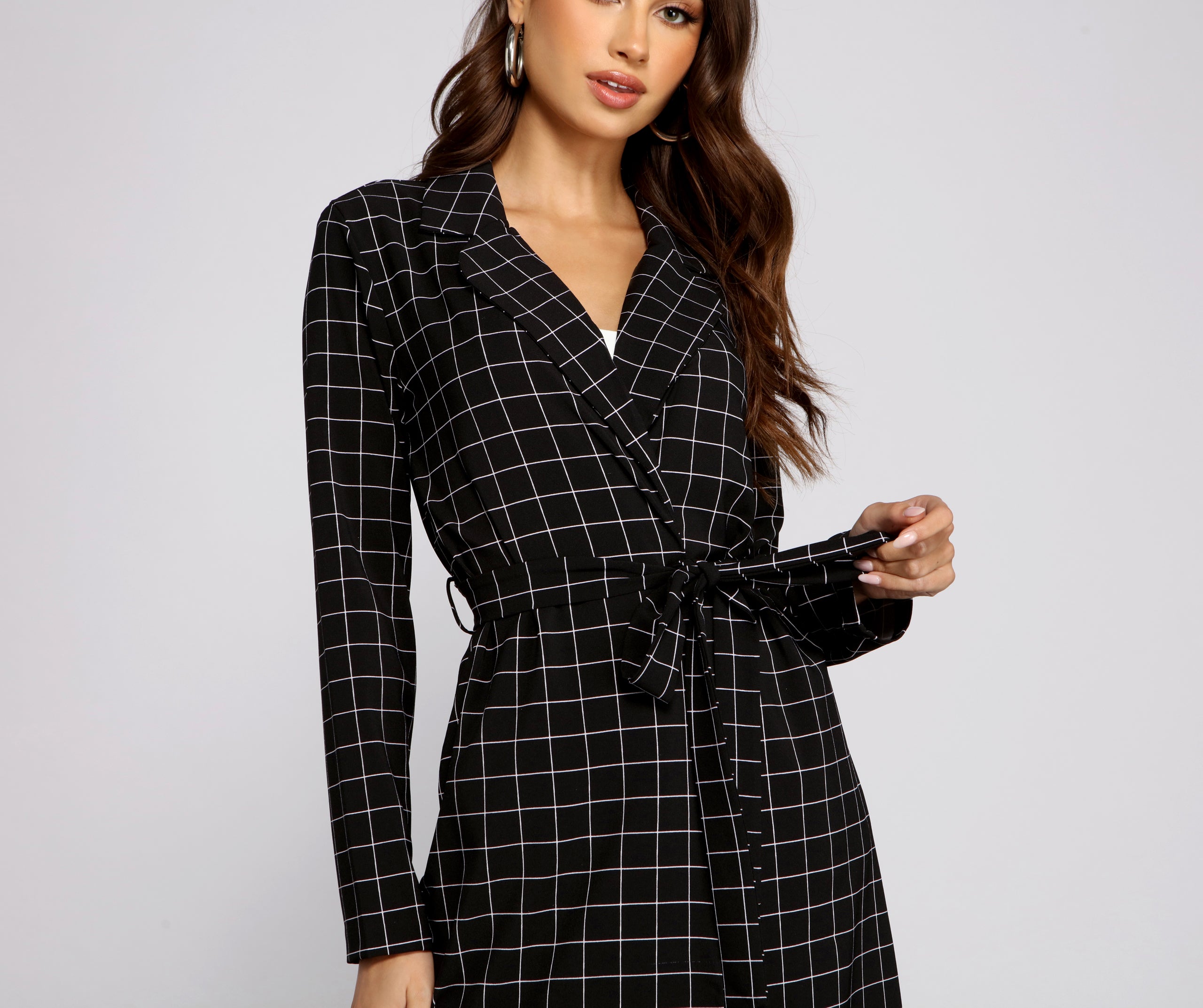 Classic Window Pane Trench Coat