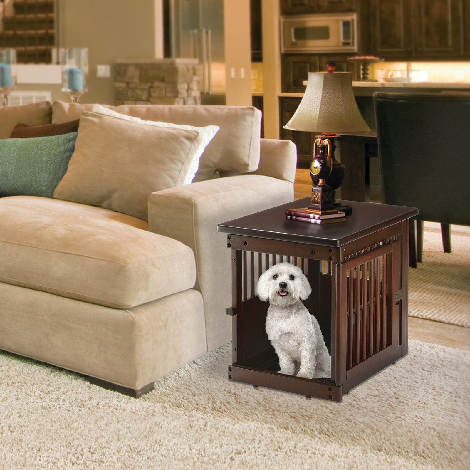 Wooden End Table Pet Crate S