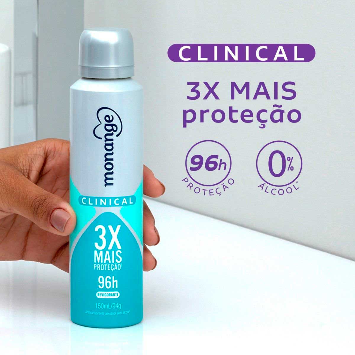 Desodorante Clinical Revigorante Aerossol Antitranspirante Monange Feminino 150ml