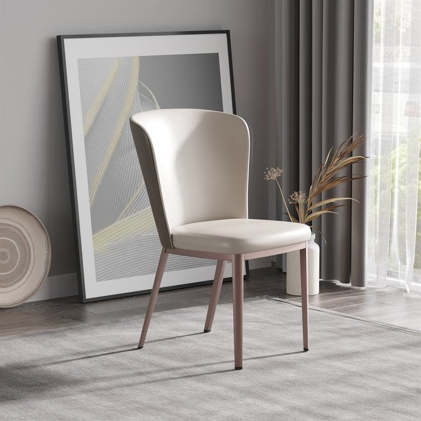 Gray PU Ergonomic Seat Dining Chairs with Metal Leg Set of 2