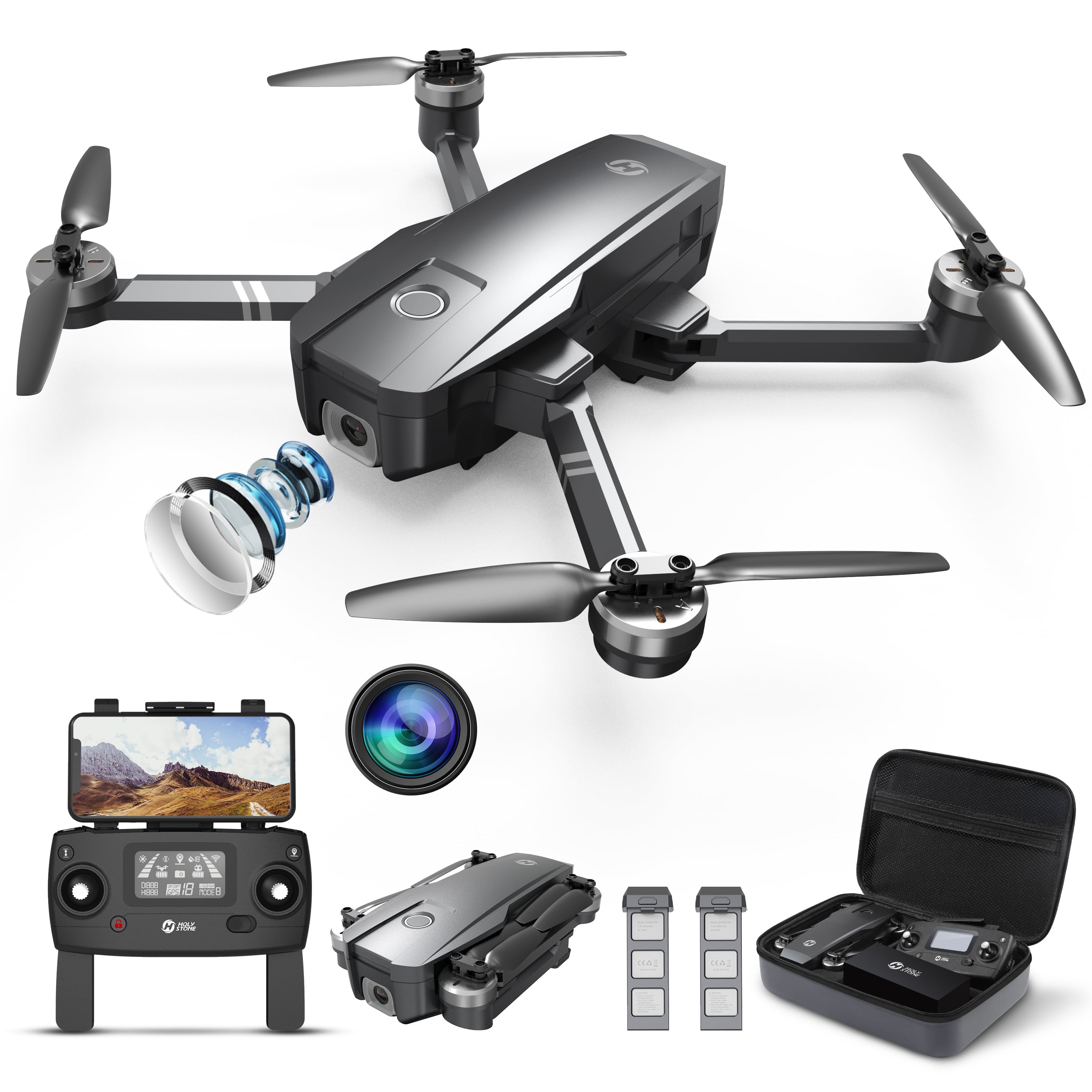 Holy Stone HS720 GPS Drone with Camera 4K UHD for Adults 2 Batteries Offer 52 Mins Flight Time Black