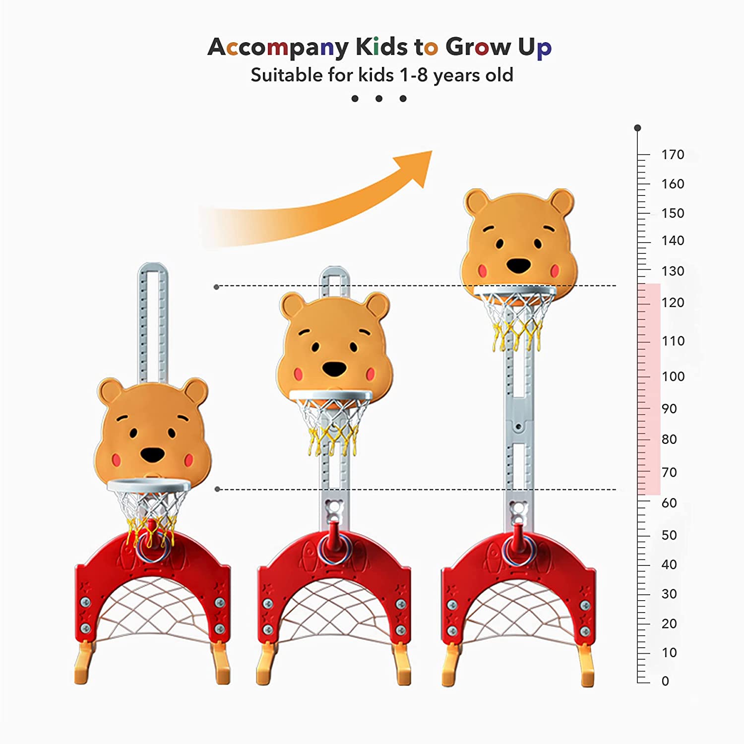 BATE Kids Basketball Hoop with Balls， 2 in 1 Adjustable Height Basketball Hoop Set (No Rings)