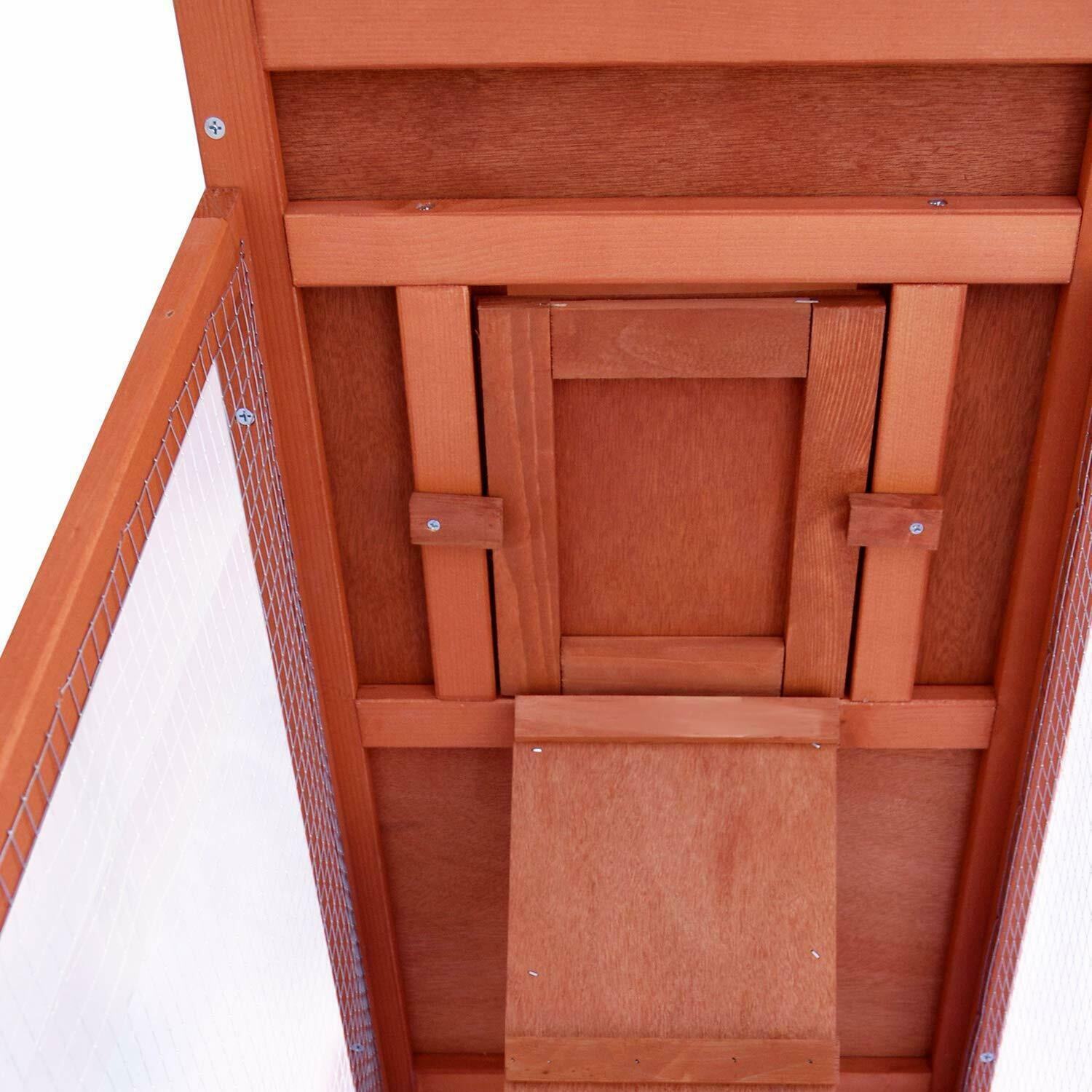 streakboard 83'' Large Rabbit Hutch Backyard Wooden Chicken Coop Bunny Poultry Cage W/ Ramp