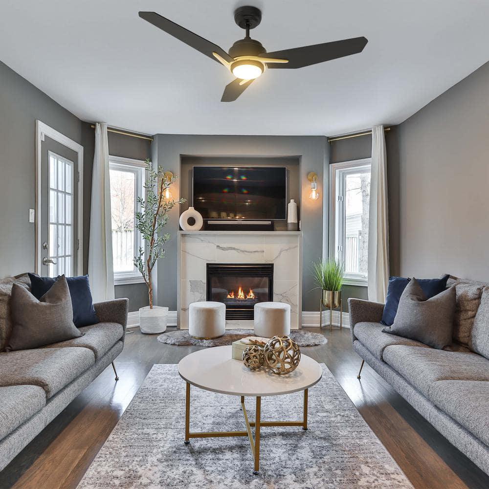 CARRO Tilbury 48 in Integrated LED IndoorOutdoor Black Smart Ceiling Fan with Light and Remote Works with AlexaGoogle Home