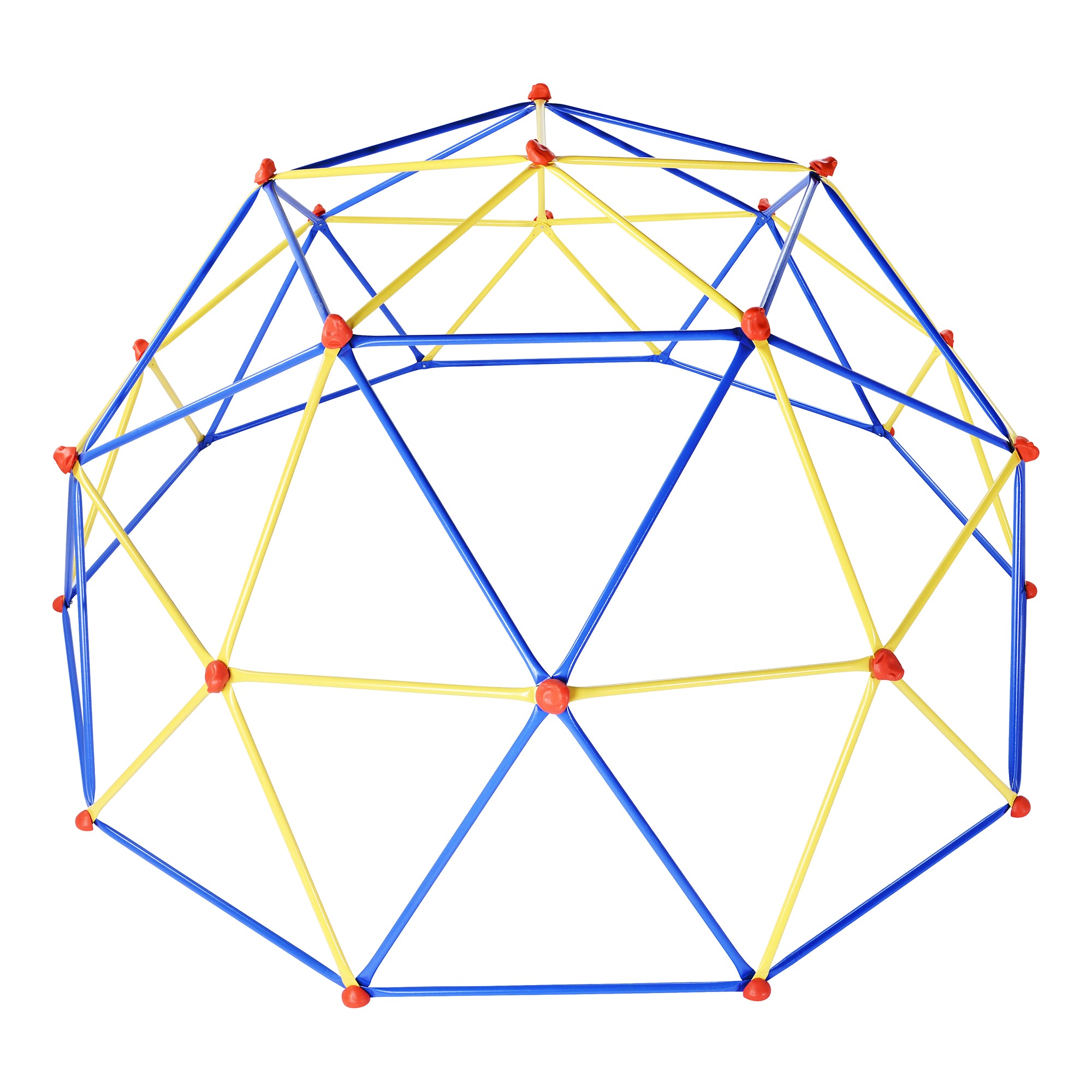 Metal Cover Geometric Playground Dome Climber Play Center 6 / 10 ft with Rust and UV Resistant Steel， Kids Climbing Dome Jungle Gym， Supporting 800 / 1000 LBS - Yellow / Blue