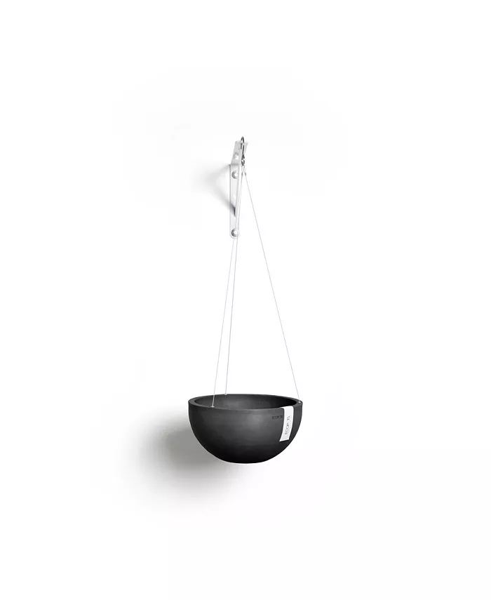 ECOPOTS Plastic Hanging Brussels Flower Pot Planter， Dark Grey， 13