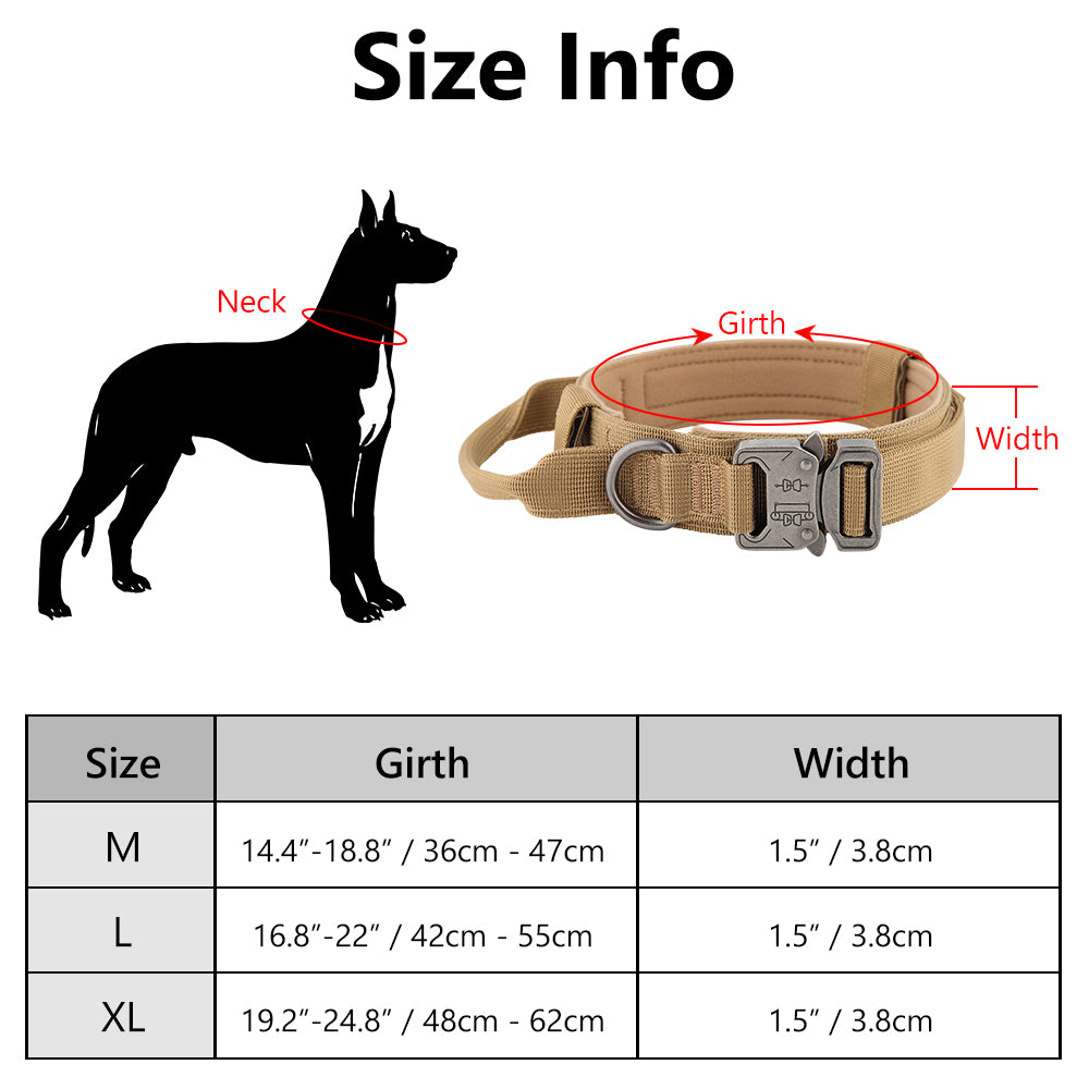 Plutus Pet Tactical Dog Collar， Soft Padded， Adjustable with Heavy Duty Metal Buckle， (L， Brown)