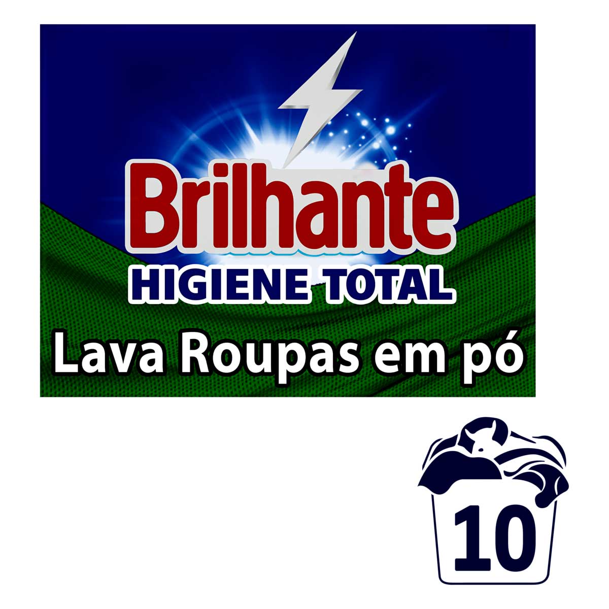 Lava-Roupas Po Roupas Brancas e Coloridas Brilhante Higiene Total Antibac Caixa 800g