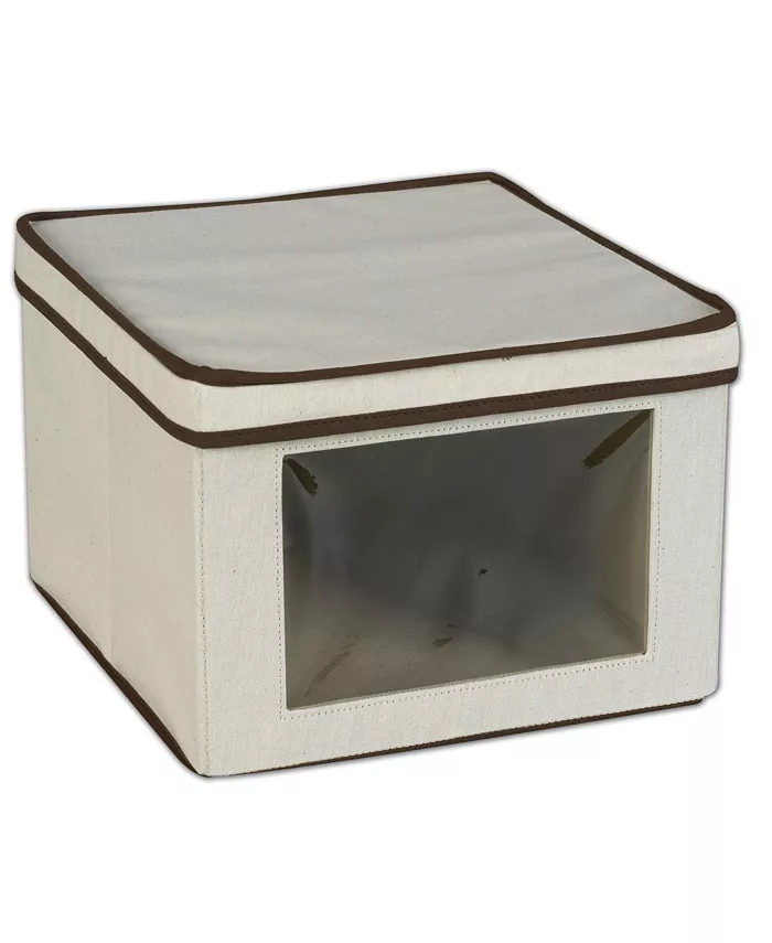Household Essentials Medium Canvas Storage Box with Clear Front Panel