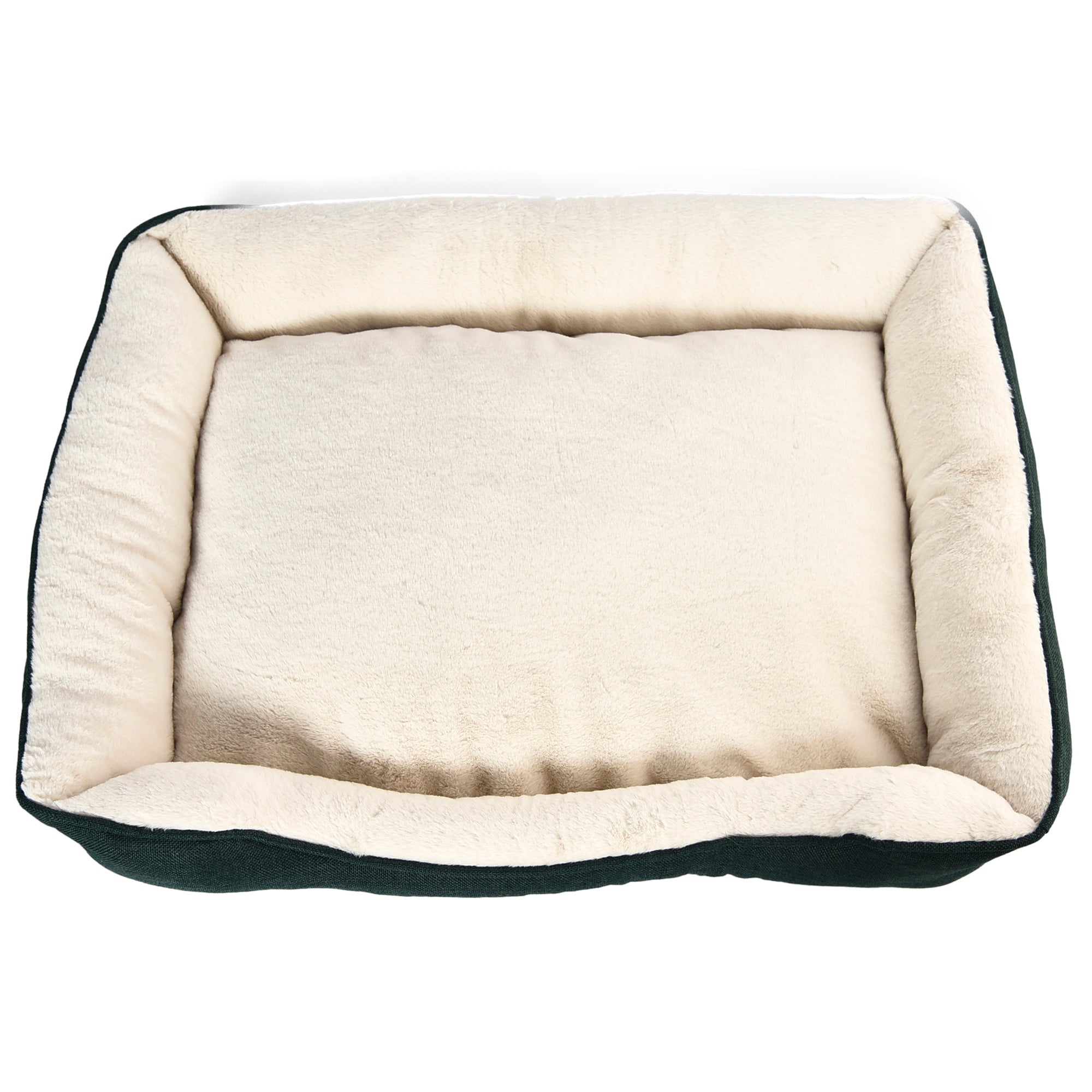 Wag and Wiggle Linen Cuddler， Forest Green， Small