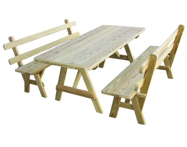 6' Treated Pine Picnic Table with 2 Backed Benches