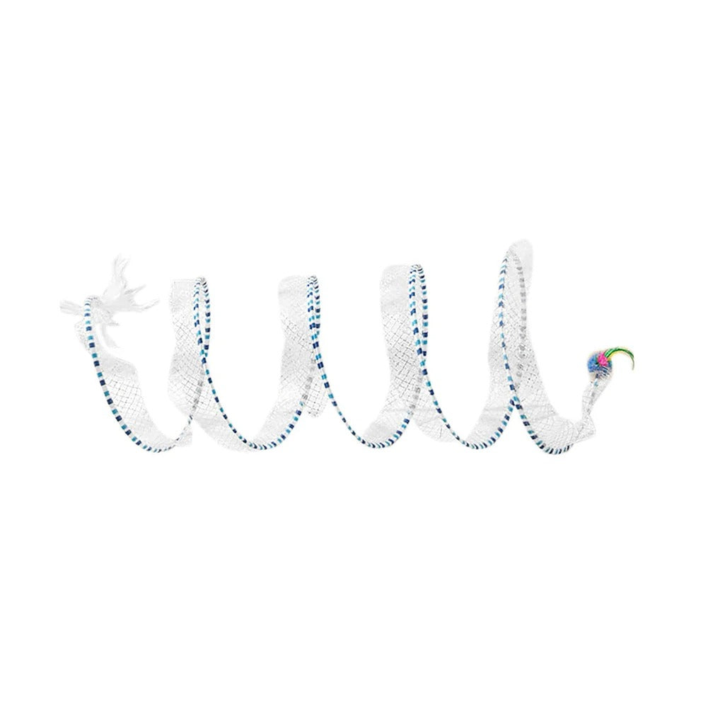Interactive Spiral Cat Toy | Spring-Shaped Cat Tunnel with Hanging Balls & Feathers