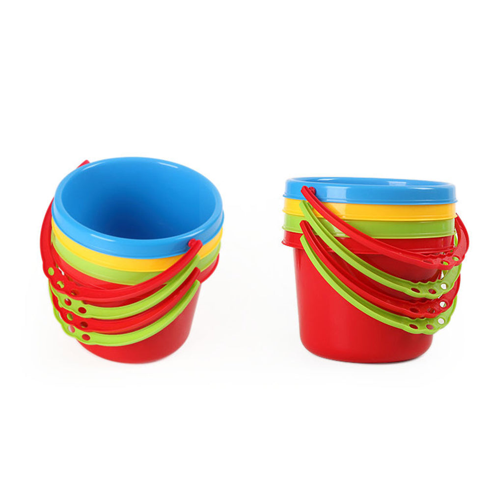 NICEXMAS 4 Pcs Kids Plastic Bucket Mini Bucket Toy Mini Water Toy Bucket Kindergarten Bucket Toy for Beach Fun (Blue, Red, Yellow, Green Style)