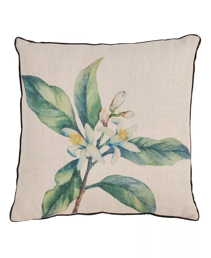 Saro Lifestyle Floral Citrus Printed Decorative Pillow， 18