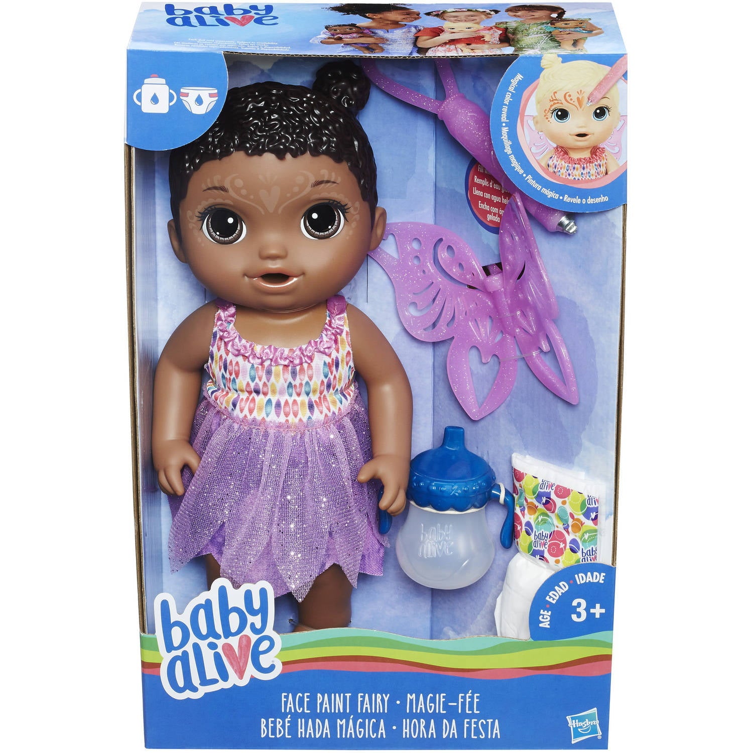 Baby Alive Face Paint Fairy, Black Hair, for Kids Ages 3 and Up, Includes Set of Wings