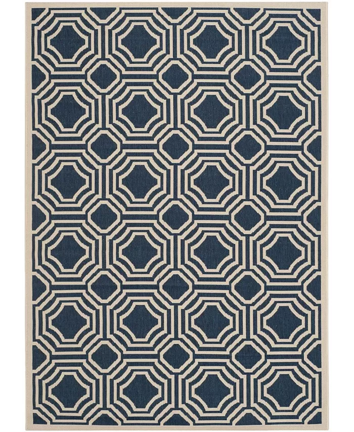 Safavieh Courtyard Navy and Beige 4' x 5'7