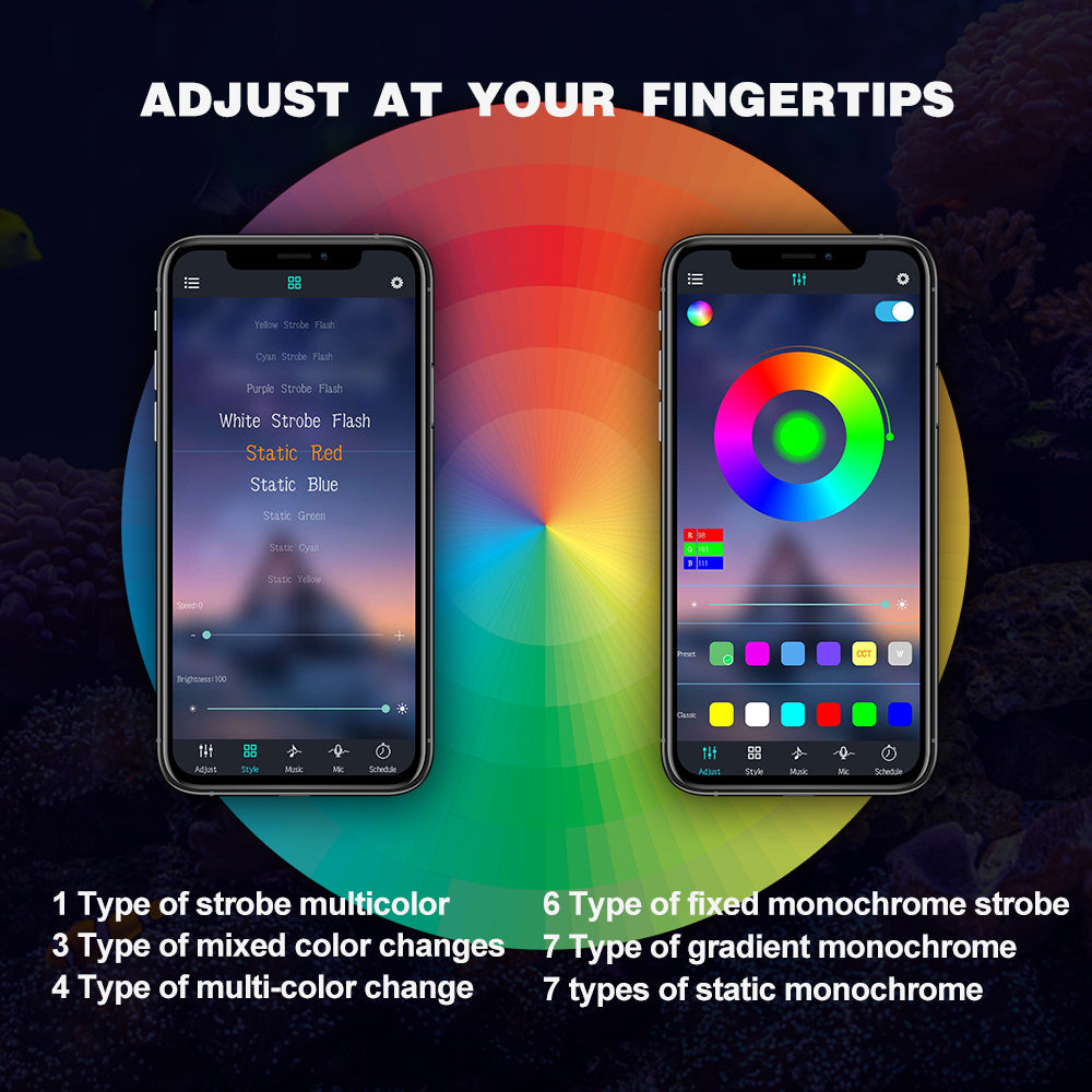 Submersible LED Aquarium Light，Fish Tank Light with Timer Full Spectrum Aqua Plant Lamp，5 Light Modes Dimmable，18-58CM