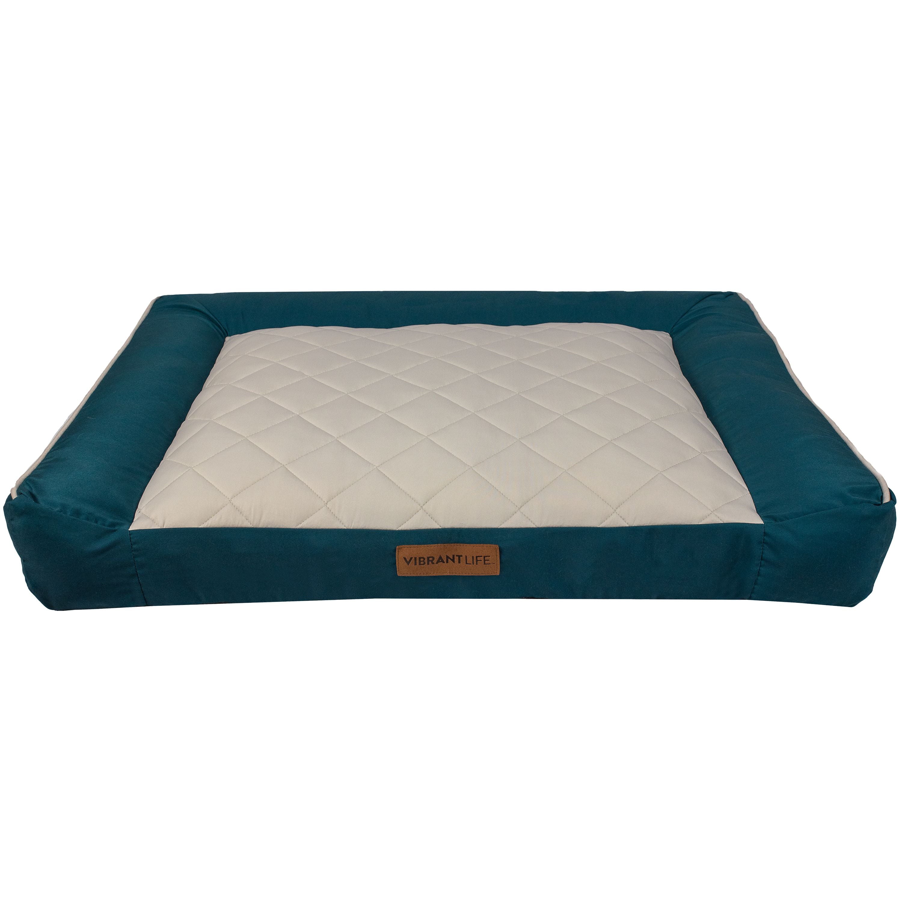 Vibrant Life Large Deluxe Cooling Couch Dog Bed， Teal