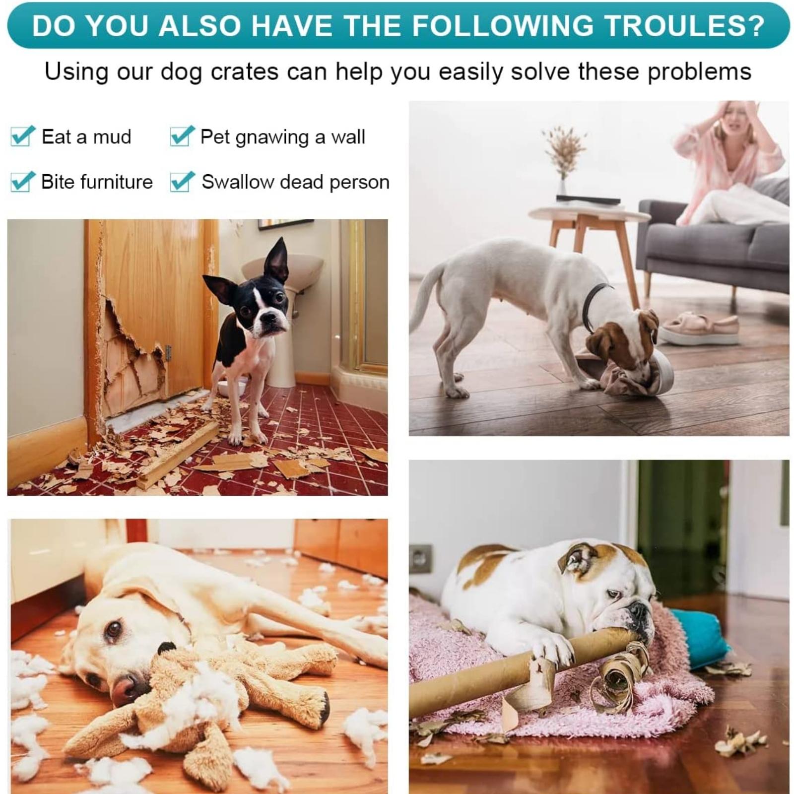 NiamVelo 48 inch Large Dog Crate  Dog Cage Dog Kennel， Folding Metal Wire Pet Crate with Handle and Plastic Tray， IndoorandOutdoor， Black XXL