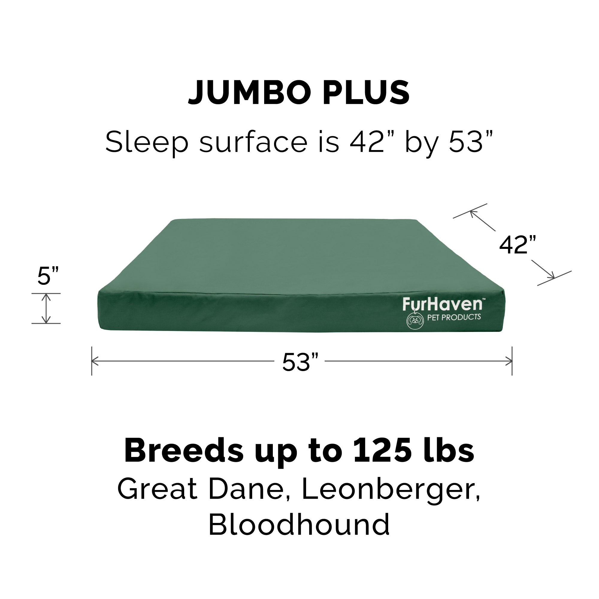 FurHaven | Deluxe Full Support Orthopedic Oxford Indoor/Outdoor Water-Resistant Pet Bed for Dogs and Cats， Forest， Jumbo Plus