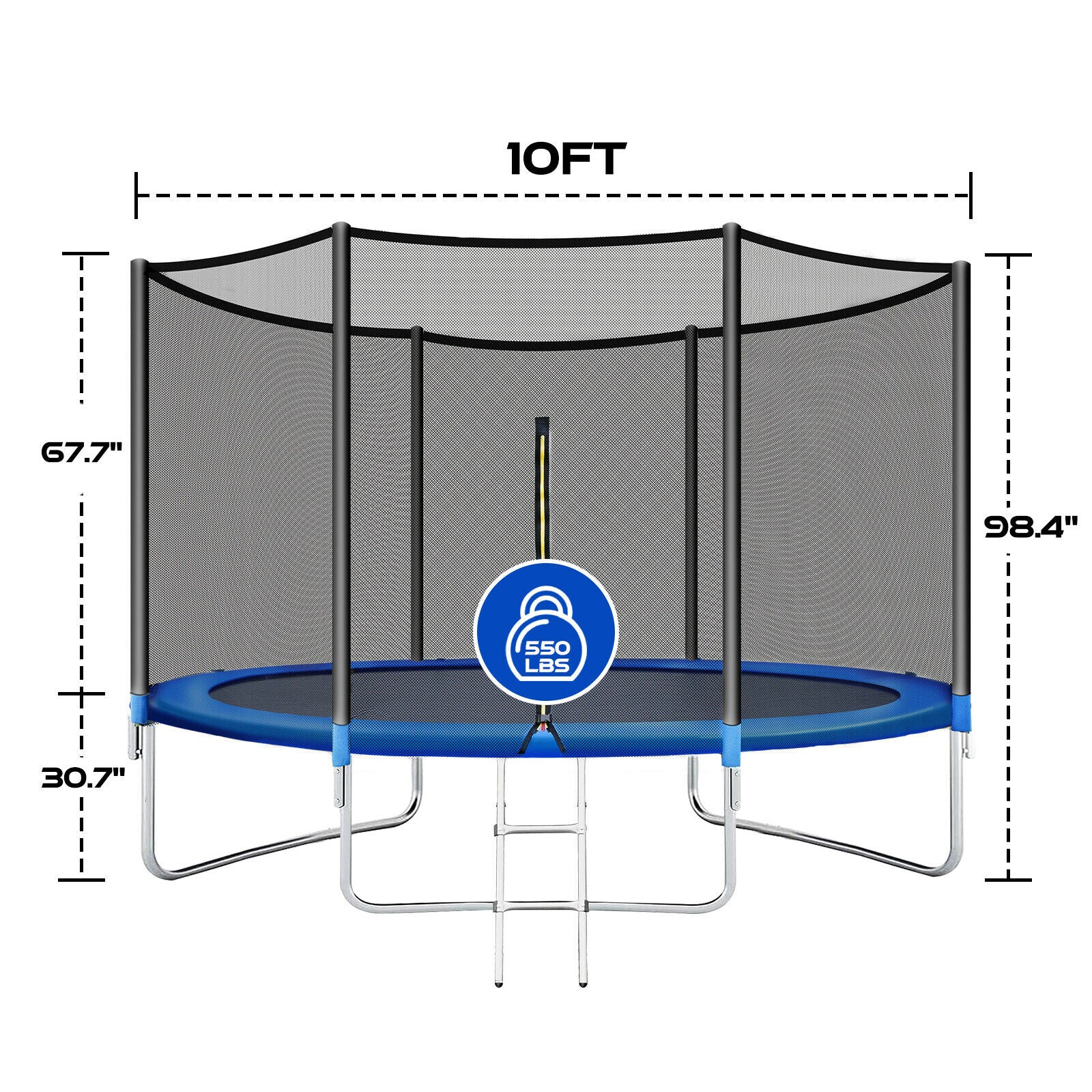 Polar Aurora 10Ft Outdoor Backyard Trampoline for Kids Adults Family Happy Time with Safety Enclosure Net， Non-Slip Ladder，Spring Pad Combo Bounce Jump Recreational Trampoline