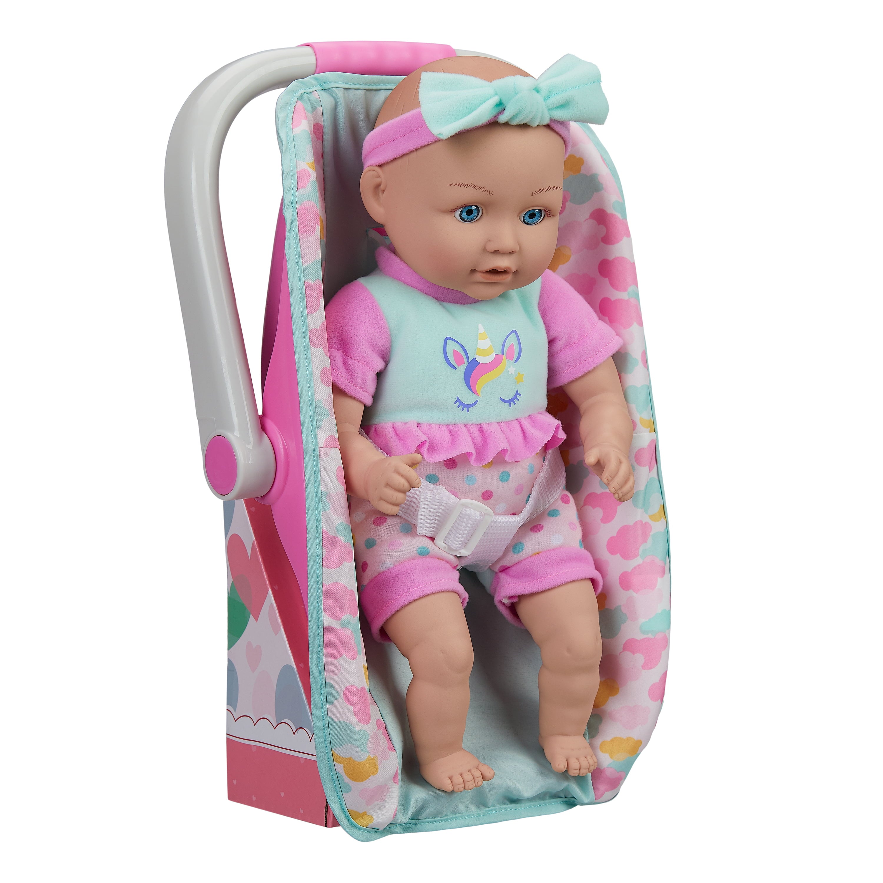 My Sweet Love 13-inch Baby Doll with Carrier and Handle Play Set, Light Skin Tone, 4 Pieces Included, Pink Theme