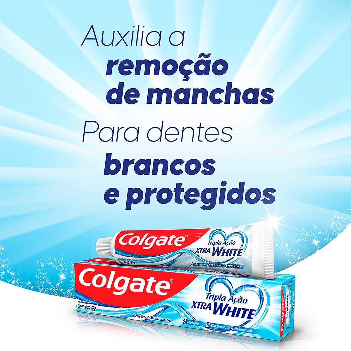 Kit Creme Dental Xtra White Colgate Tripla Acao Caixa 3 Unidades 70g Cada Leve Mais Pague Menos