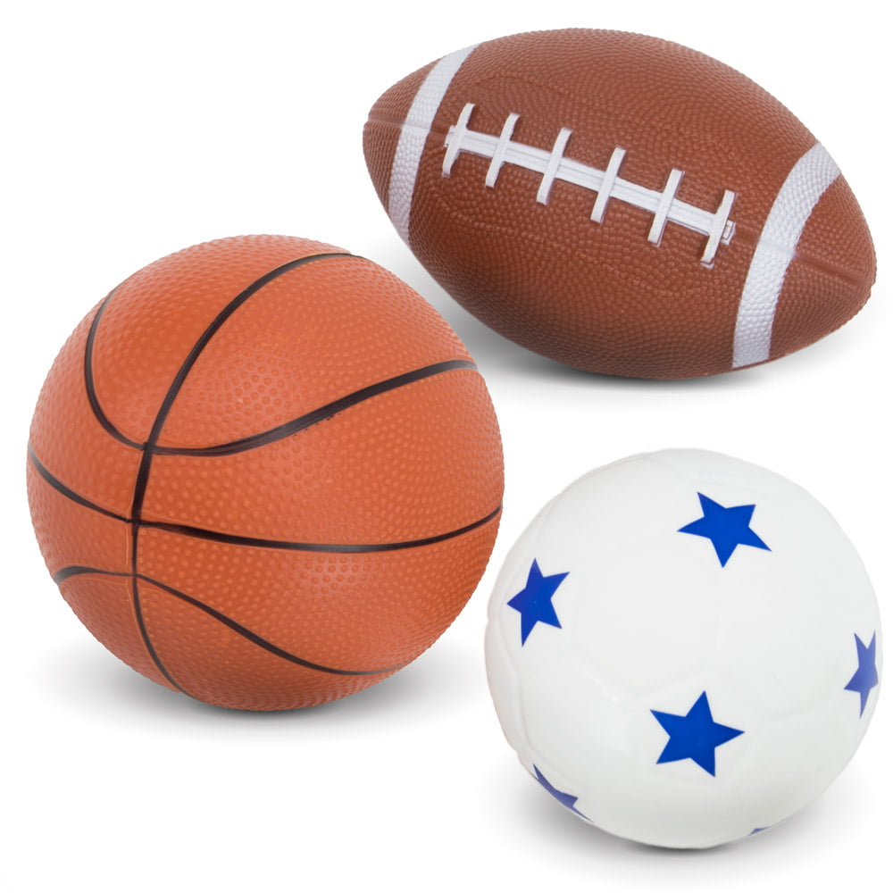 K-Roo Sports Mini Sports Pack: Inflatable Football， Soccer Ball， Basketball in Mini Mesh Bag