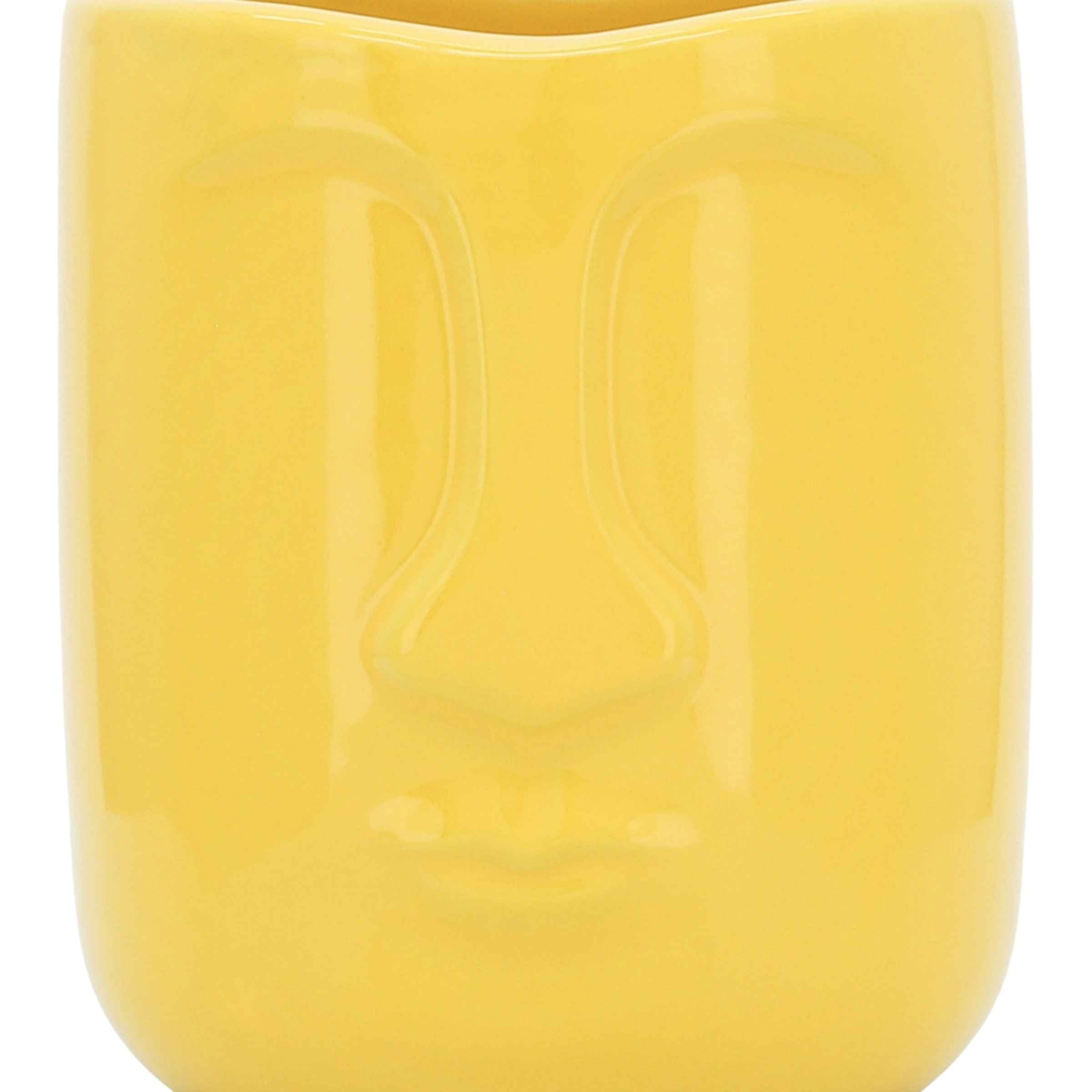 Ceramic Face Vase 12 Cm - Yellow 15764-04
