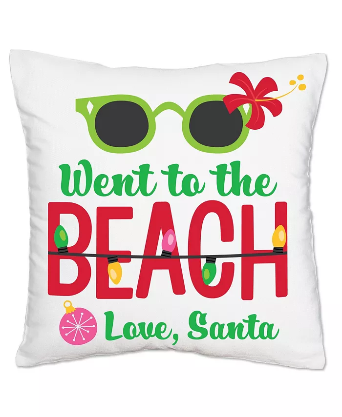 Big Dot of Happiness Tropical Christmas Beach Santa Holiday Decorative Throw Pillow Cover 16