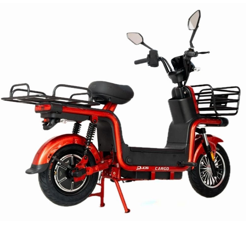 Bicicleta Elétrica 1000W Bateria de Lítio Alarme Cargo Duos Vermelha