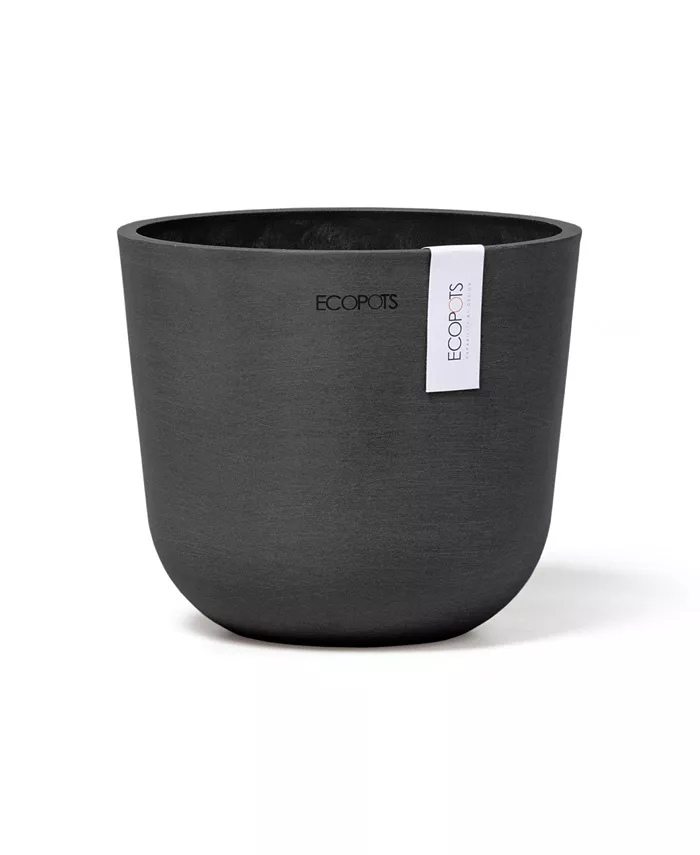 ECOPOTS Oslo Indoor Outdoor Plastic Pot Planter， Dark Grey， 6.3