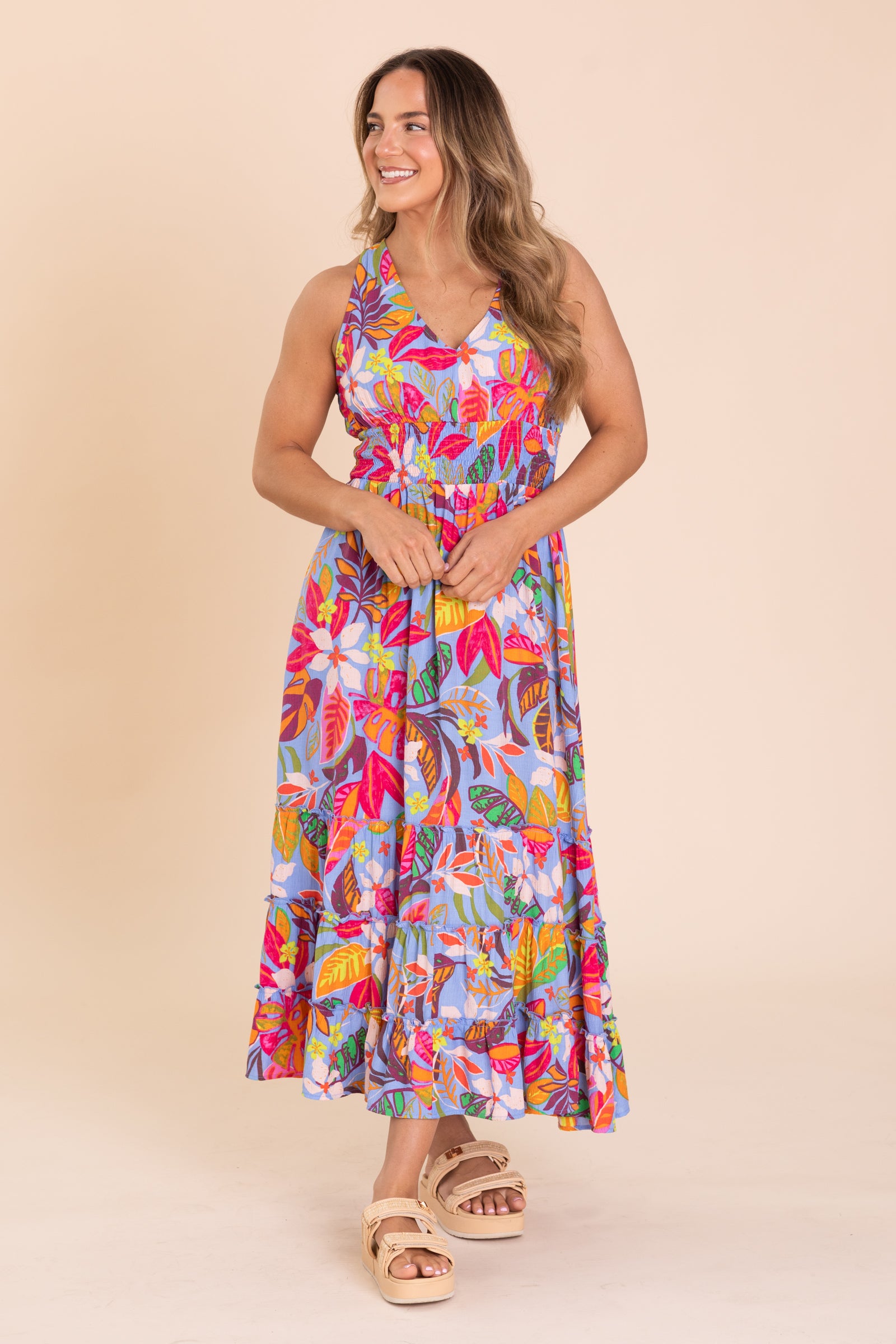 Cornflower Printed Blossom Maxi Dress