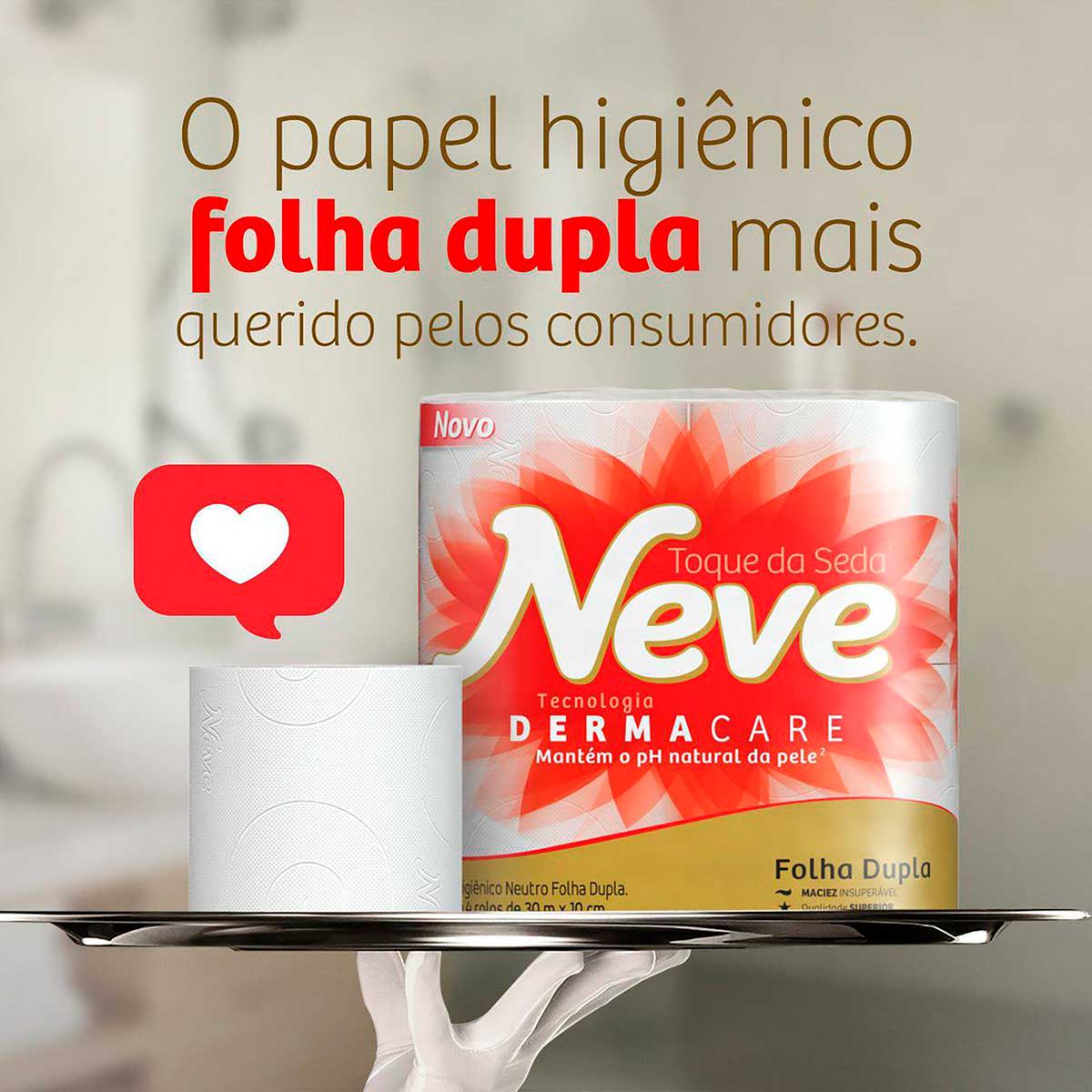 Papel Higienico Folha Dupla Neutro Neve Toque da Seda 30m Pacote 4 Unidades