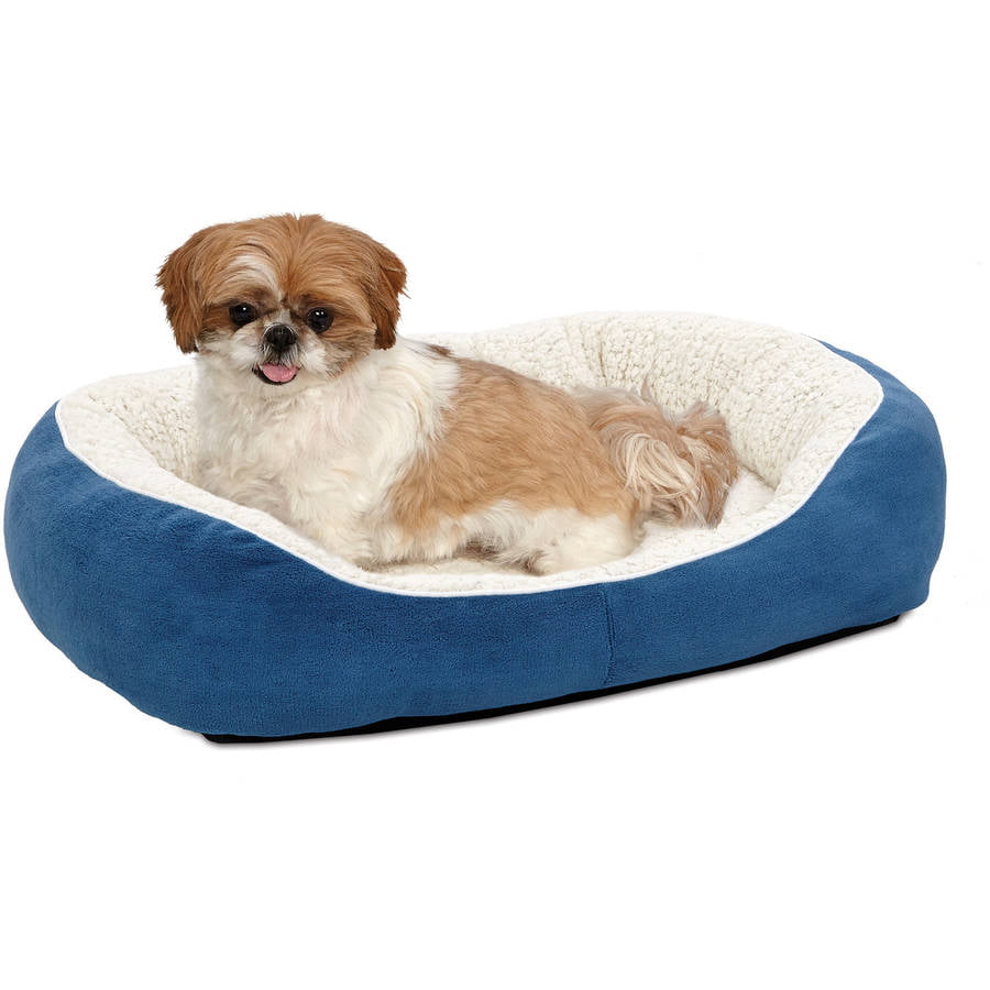 Overstuffed Micro-Terry Cuddle Pet Bed for Medium Dogs and Cats， Blue