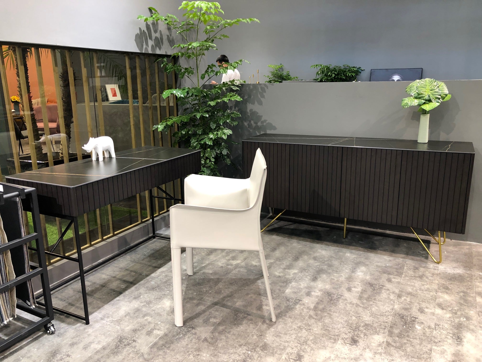 ELORA Sideboard Buffet 160cm Ceramic - Smoke Brown Ash