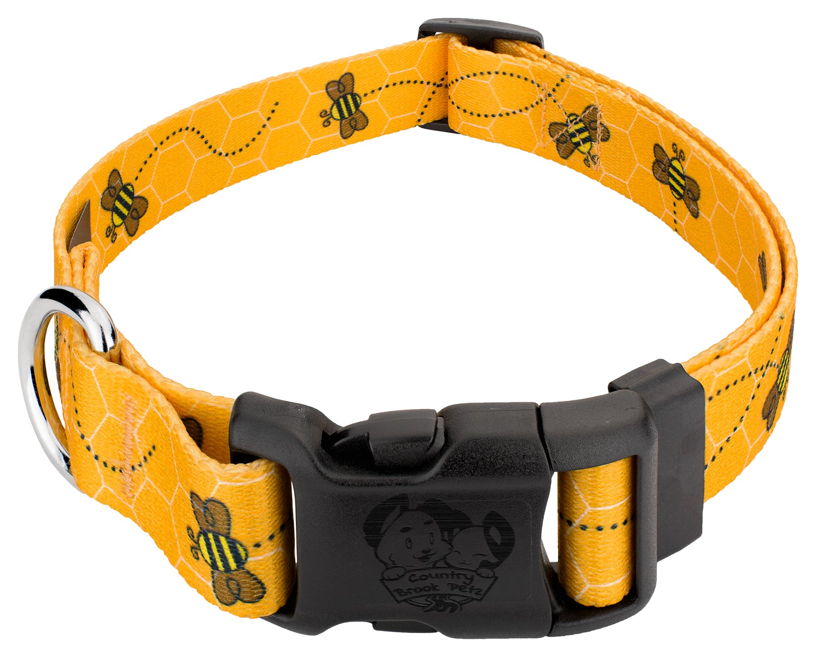 Country Brook Design® Deluxe Busy Bee Dog Collar - Made In The U.S.A.， Small