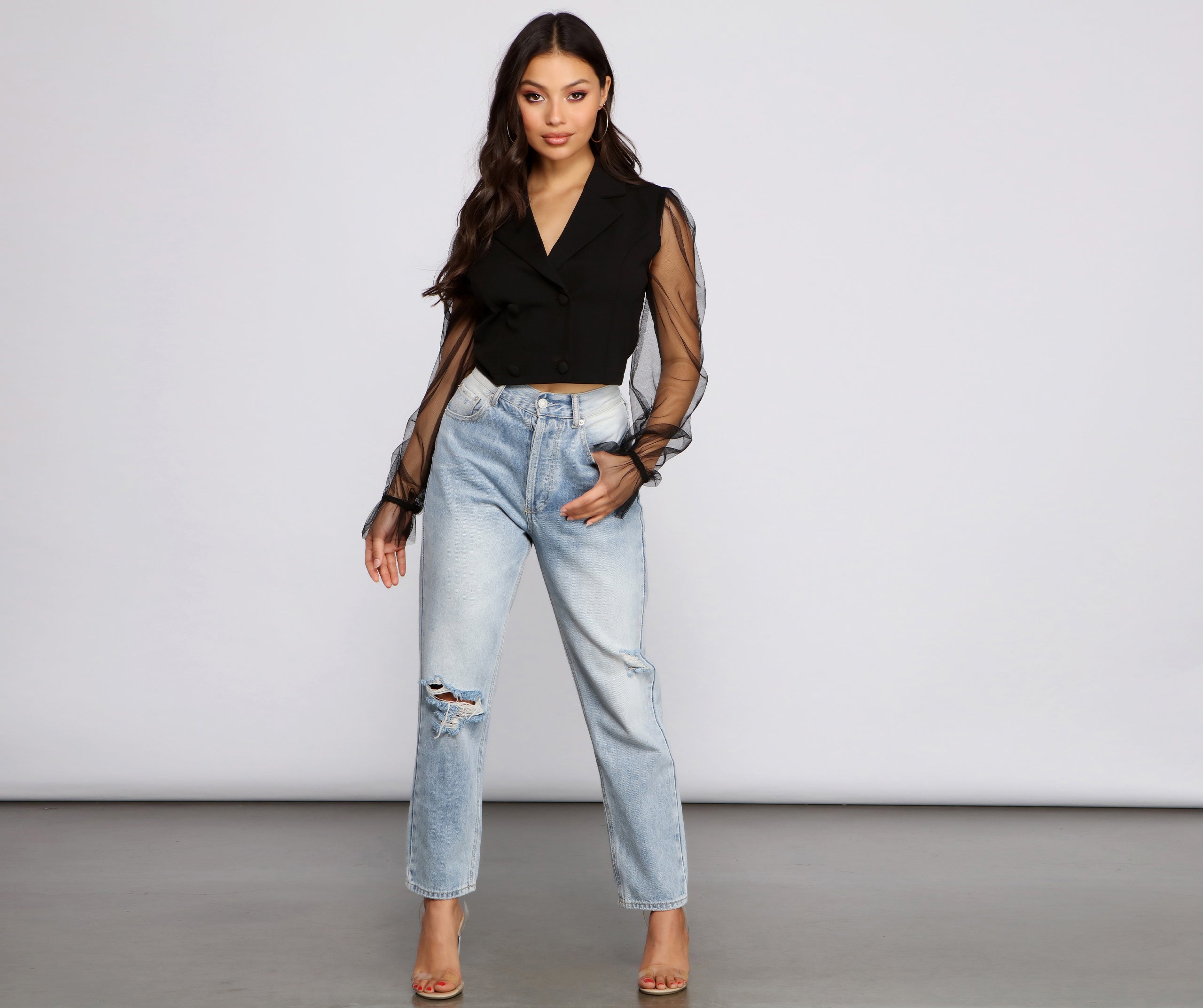 Miss Trendsetter Cropped Crepe Blazer