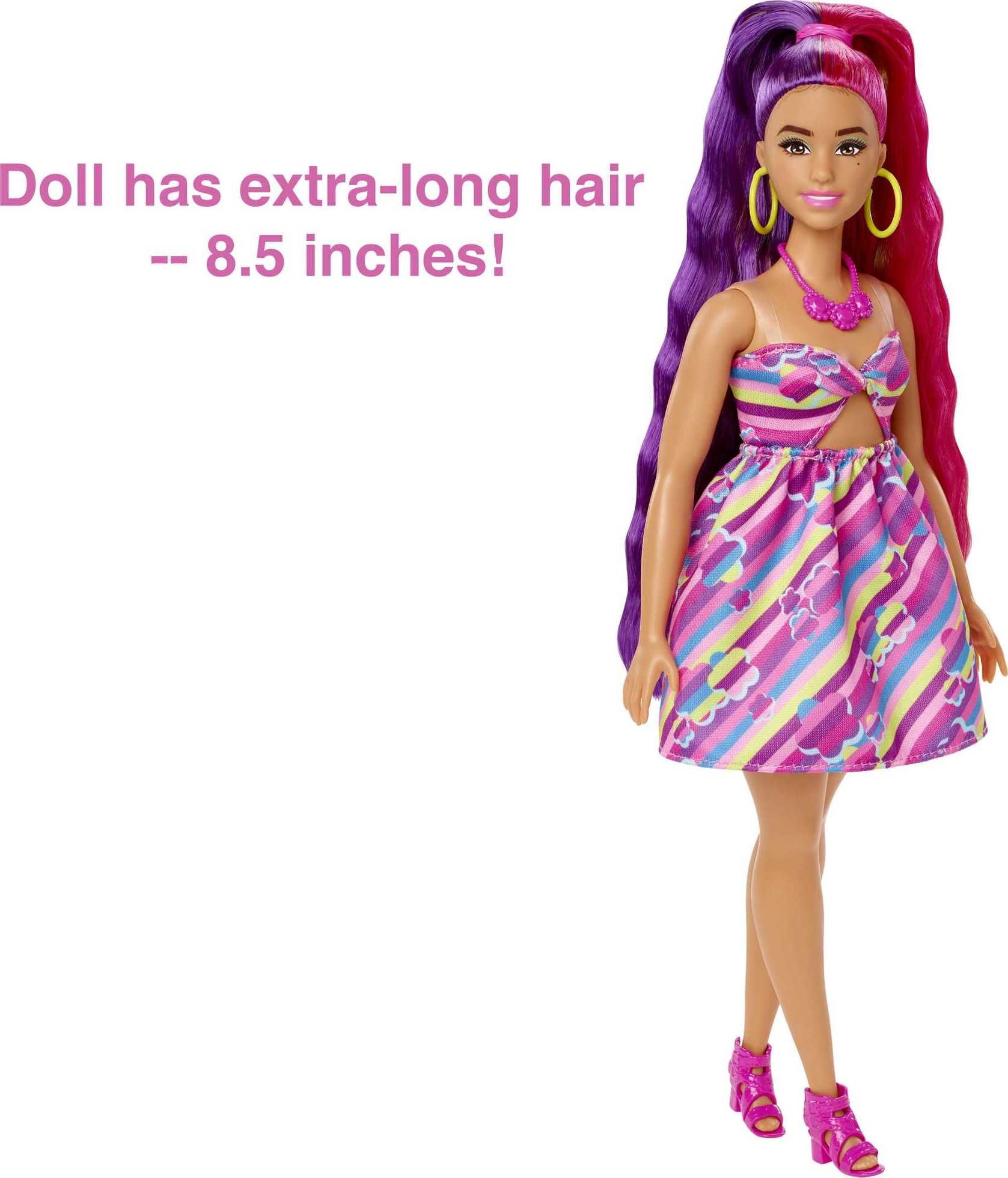 Barbie Totally Hair Fashion Doll with Flower Theme, Extra-Long Hair & 15 Styling Accessories