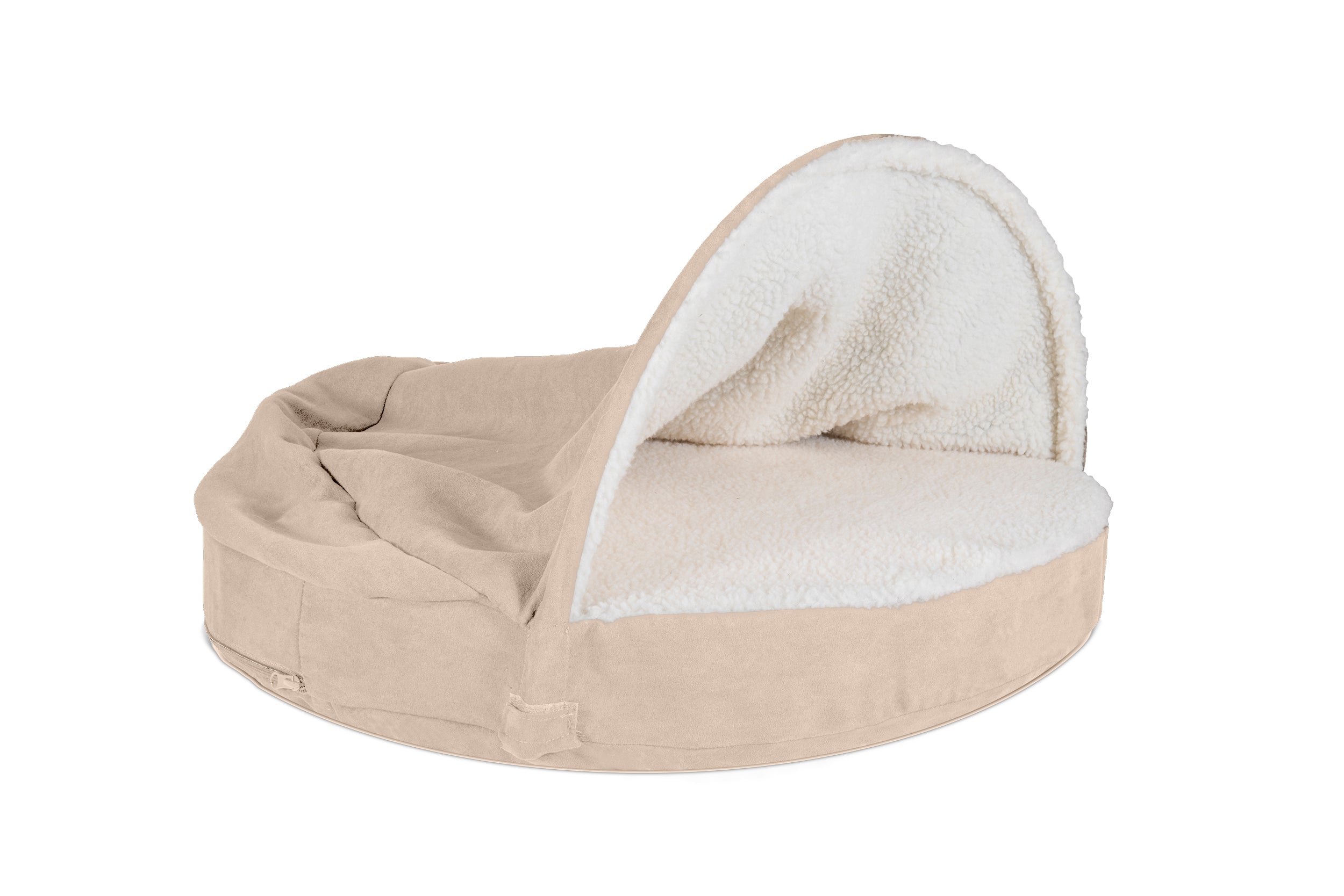 FurHaven | Memory Foam Faux Sheepskin Snuggery Burrow Pet Bed for Dogs and Cats， Cream， 26-Inch