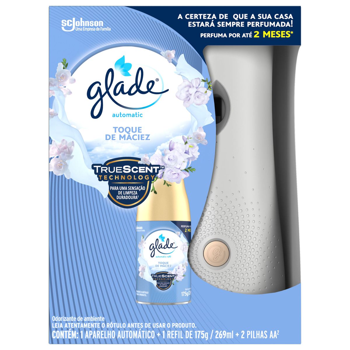 Desodorizador Glade Automatic Spray Aparelho + Refil Toque de Maciez 260ml