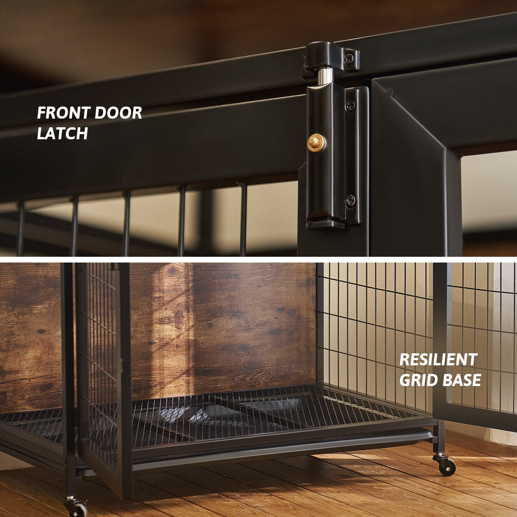 CO-Z Dog Crate Furniture Wooden Dog Crate End Table with Tray for Dogs Cats Rabbits