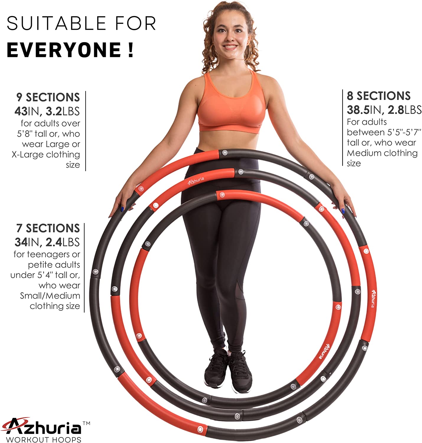 Weighted Hula Hoop Plus Size | 3.2lb Weight， 43in Diameter | Extra Large Hula Hoop for Adults Weight Loss | Easy to Spin， Soft Padding | Exercise Hoop for Beginners and Advanced Hoopers