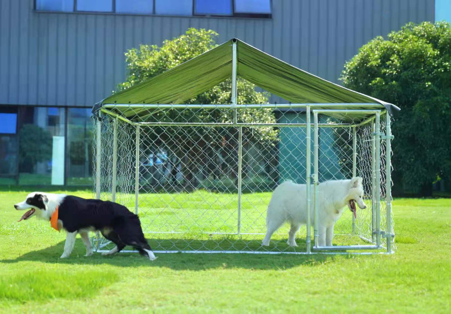 Petony Outdoor Dog Kennel Dog Cage Dog Playpen Dog Fence Chicken Coop Hen House Heavy Duty Pet Playpen with Large Galvanized Chain Link with UV and Water Resistant Black Proof Cover